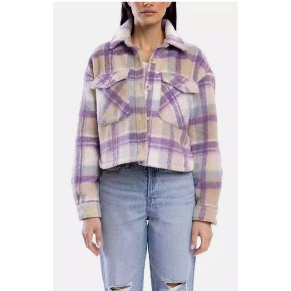 BLANK NYC Purple Plaid Cropped Shacket Jacket in Keep it Up Plaid  // S - Picture 1 of 9
